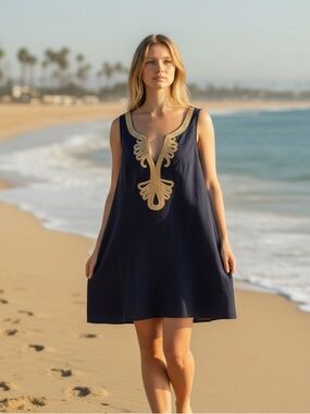 Lilly Pulitzer Navy and Gold Mini Dress